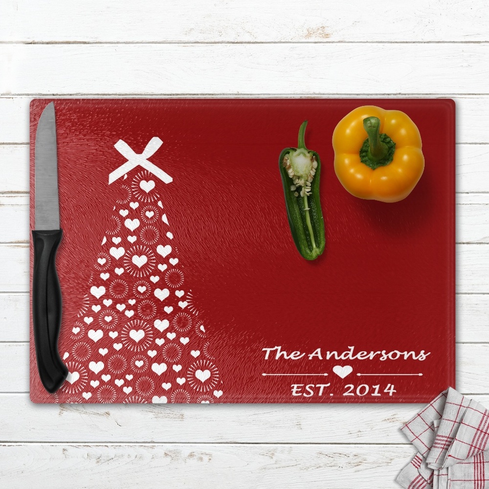Personalized Holiday Glass Cutting Board